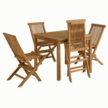 Load image into Gallery viewer, Vienna 5-Piece Outdoor Patio Teak Wood Dining Set with Folding Chairs