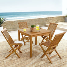 Load image into Gallery viewer, Vienna 5-Piece Outdoor Patio Teak Wood Dining Set with Folding Chairs