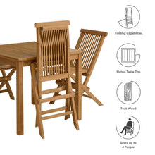 Load image into Gallery viewer, Vienna 5-Piece Outdoor Patio Teak Wood Dining Set with Folding Chairs