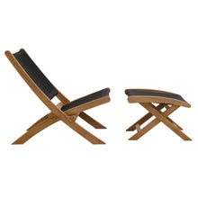 Load image into Gallery viewer, Vienna 2-Piece Outdoor Patio Teak and Rope Folding Accent Lounge Chair and Ottoman Set