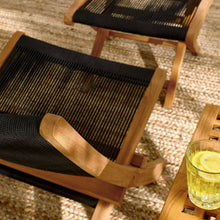 Load image into Gallery viewer, Vienna 2-Piece Outdoor Patio Teak and Rope Folding Accent Lounge Chair and Ottoman Set