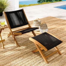 Load image into Gallery viewer, Vienna 2-Piece Outdoor Patio Teak and Rope Folding Accent Lounge Chair and Ottoman Set