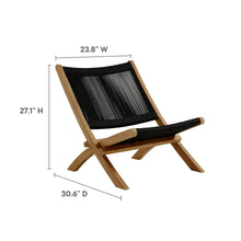 Load image into Gallery viewer, Vienna 2-Piece Outdoor Patio Teak and Rope Folding Accent Lounge Chair and Ottoman Set