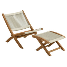 Load image into Gallery viewer, Vienna 2-Piece Outdoor Patio Teak and Rope Folding Accent Lounge Chair and Ottoman Set