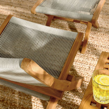 Load image into Gallery viewer, Vienna 2-Piece Outdoor Patio Teak and Rope Folding Accent Lounge Chair and Ottoman Set