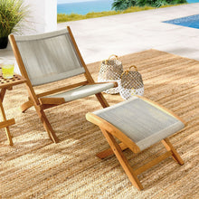 Load image into Gallery viewer, Vienna 2-Piece Outdoor Patio Teak and Rope Folding Accent Lounge Chair and Ottoman Set