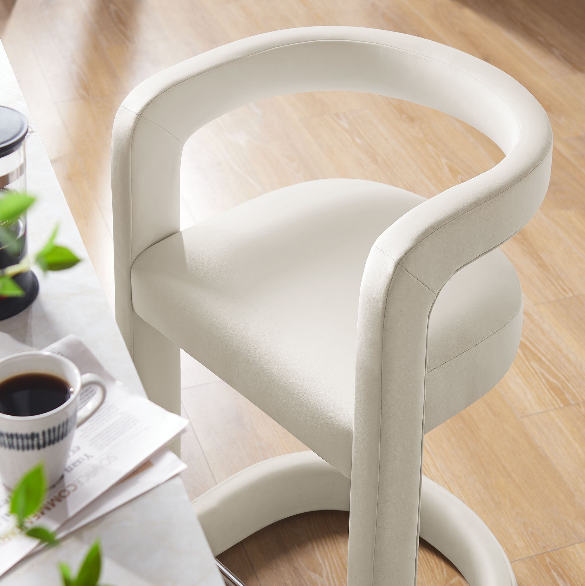 Winslow Performance Velvet Counter Stool in Alabaster