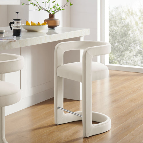 Winslow Performance Velvet Counter Stool in Alabaster