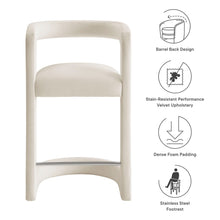 Load image into Gallery viewer, Winslow Performance Velvet Counter Stool in Alabaster