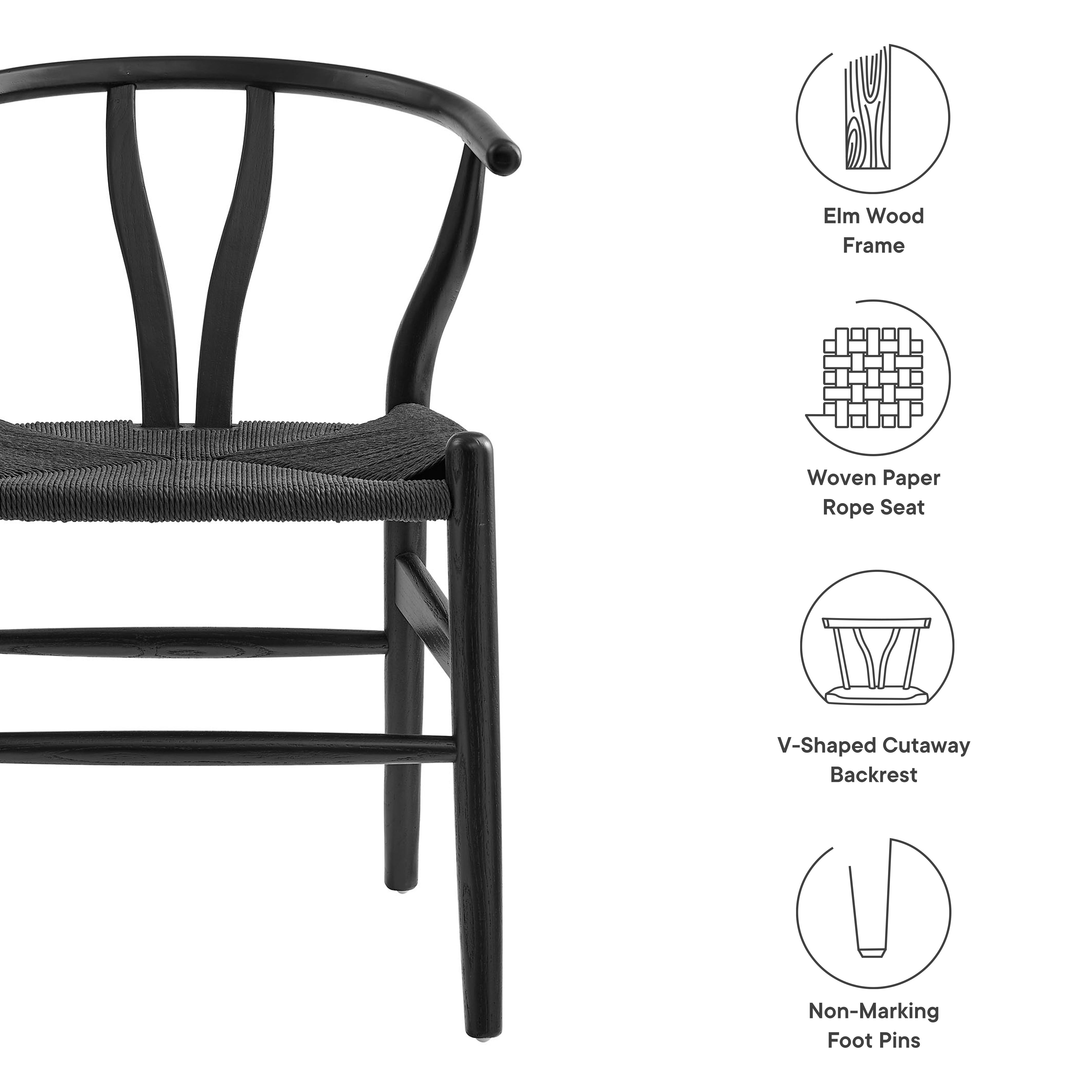 Amish 29" Wood Dining Chair - Black