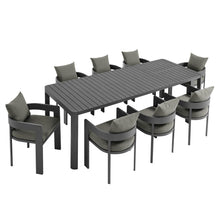 Load image into Gallery viewer, Tahoe 9-Piece Outdoor Patio Aluminum Dining Set With Extendable Table