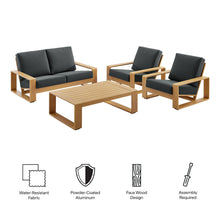Load image into Gallery viewer, Lirienne 4-Piece Outdoor Patio Aluminum Faux Wood Furniture Set