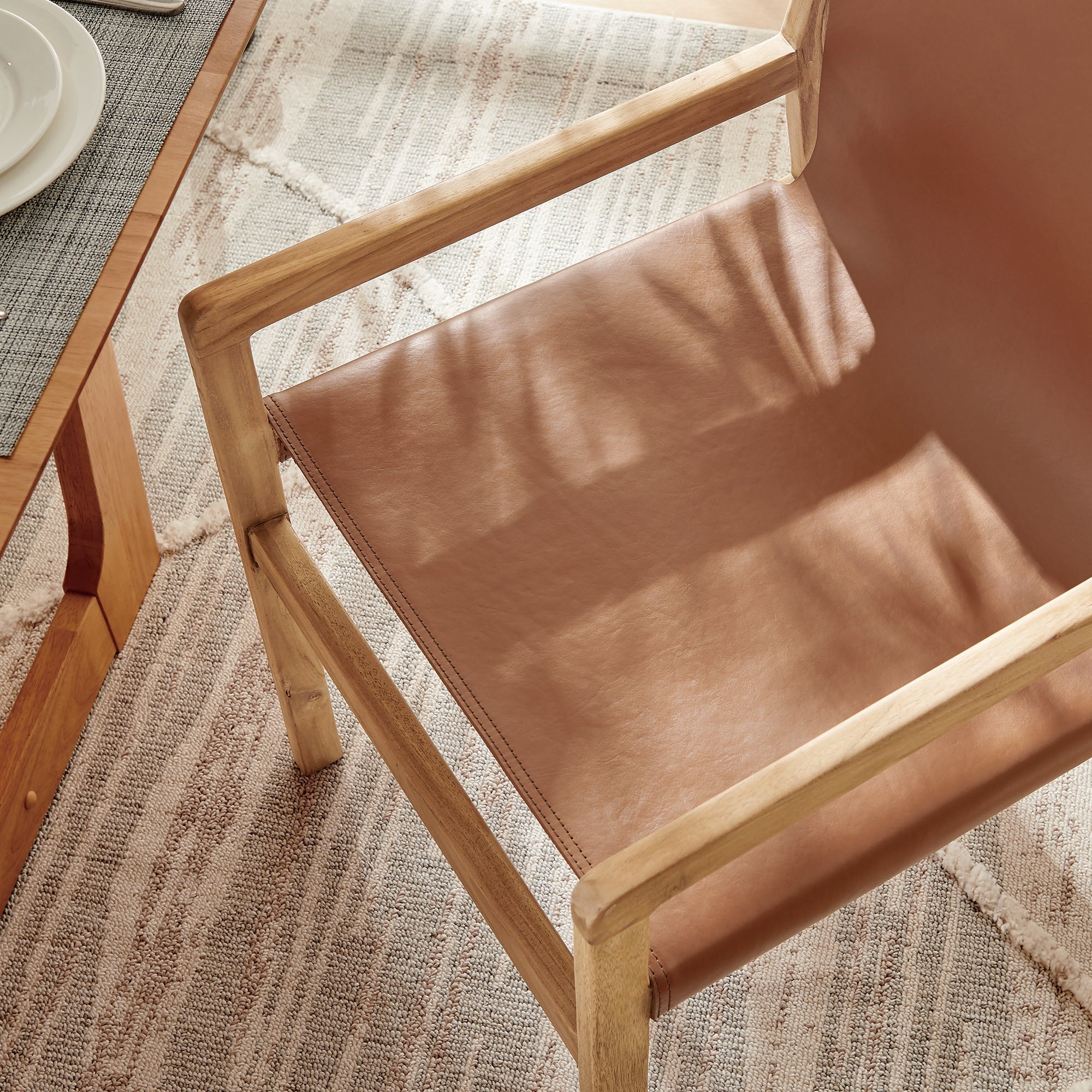 Sonora Genuine Leather Dining Chair, Modern Rustic Design, Sturdy, Comfortable Seating