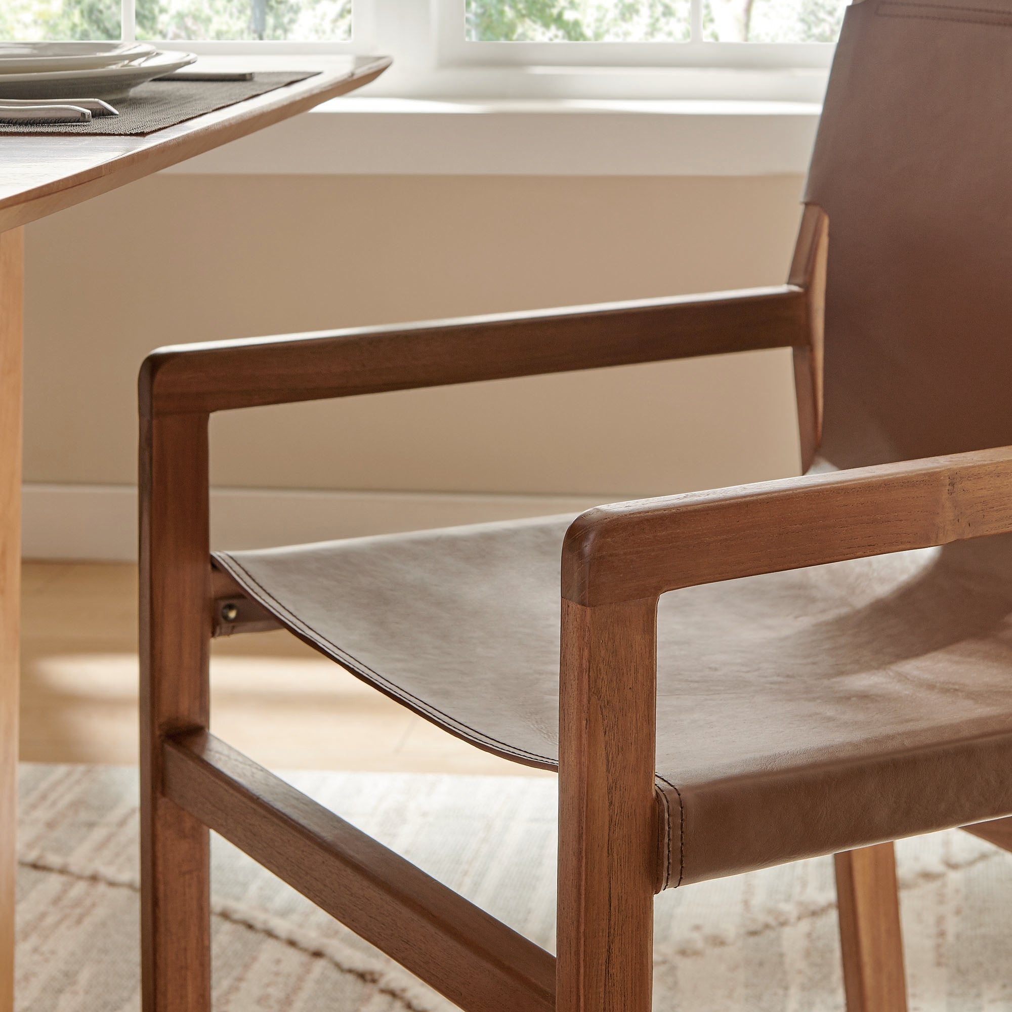 Sonora Genuine Leather Dining Chair, Modern Rustic Design, Sturdy, Comfortable Seating
