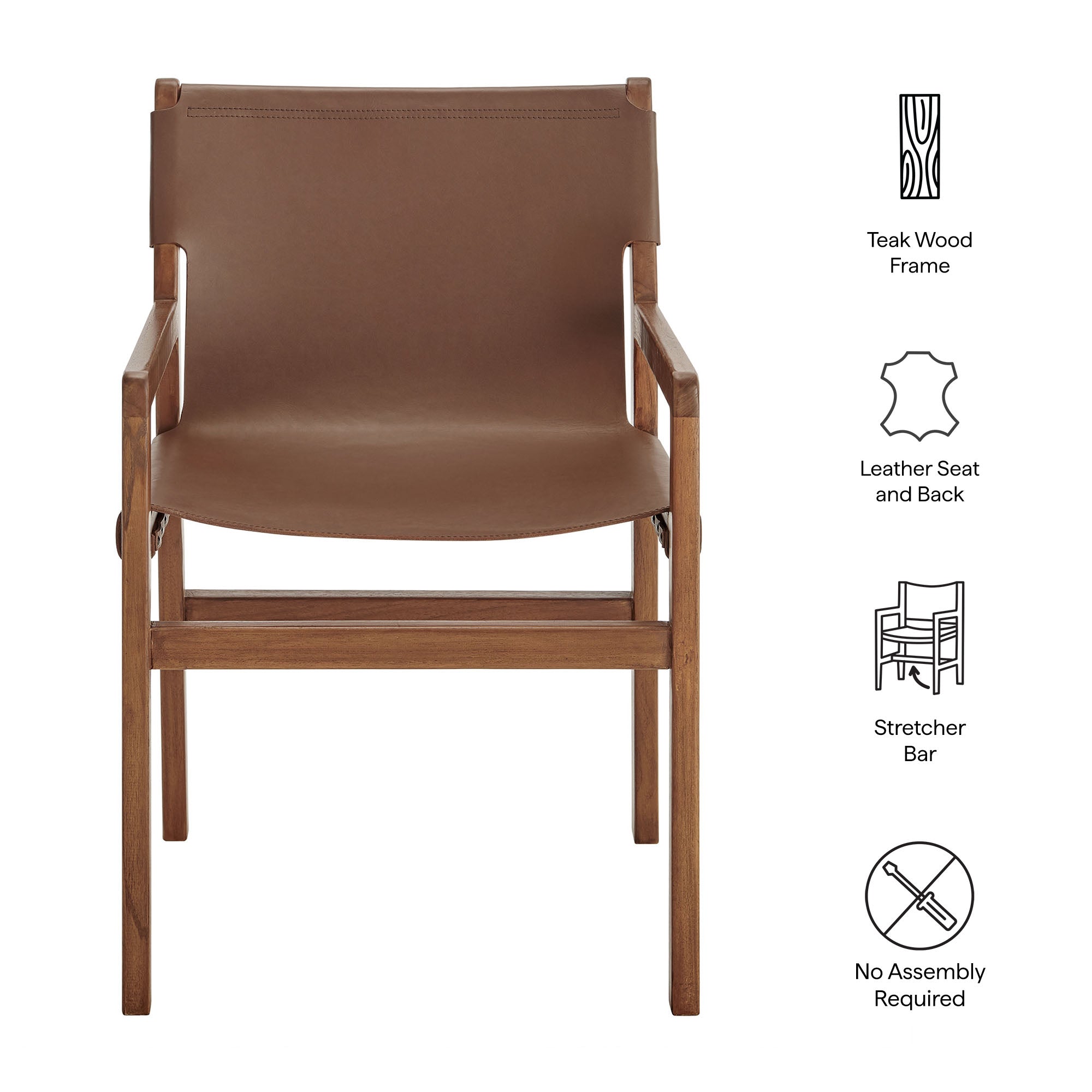 Sonora Genuine Leather Dining Chair, Modern Rustic Design, Sturdy, Comfortable Seating