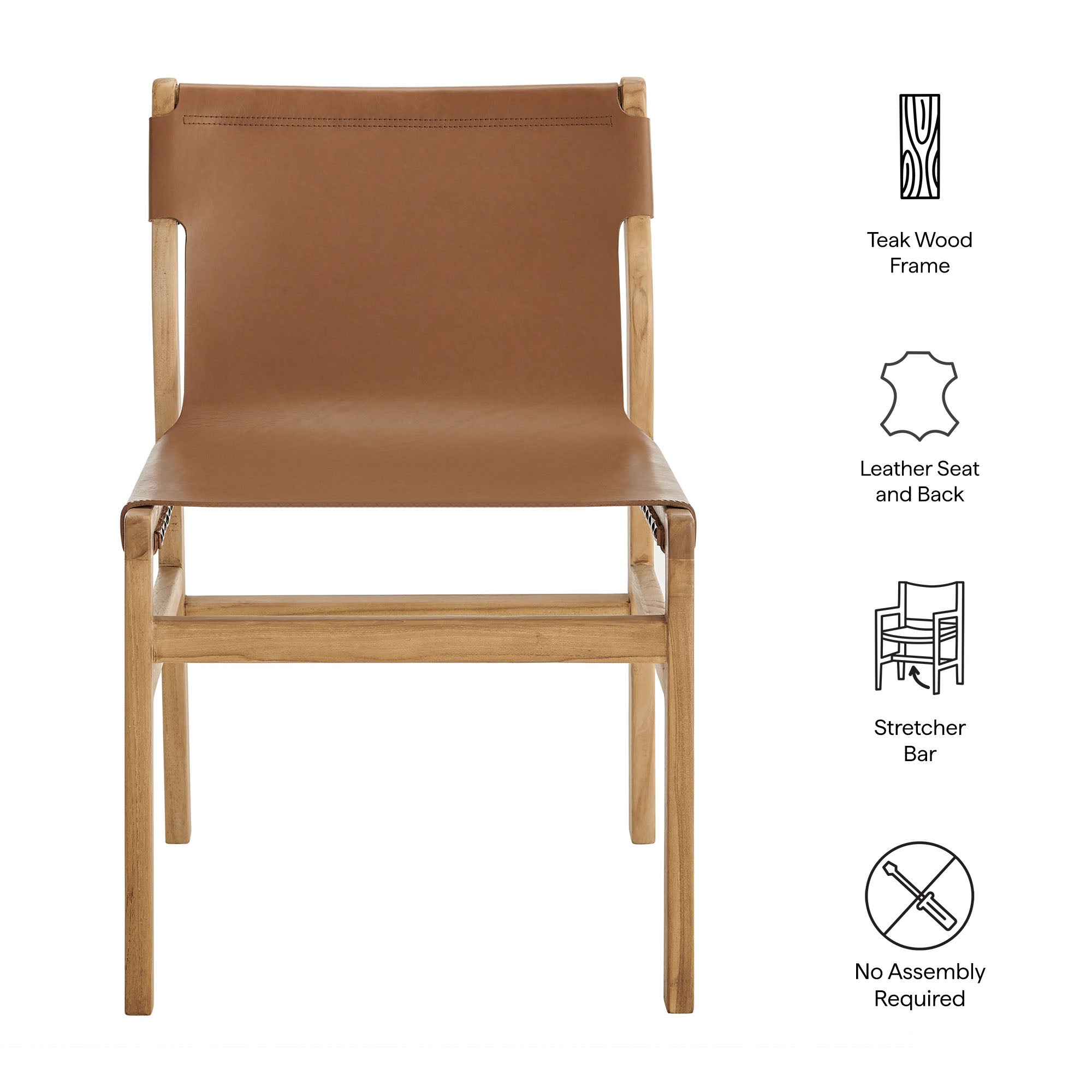 Sonora Genuine Leather Dining Side Chair with Sturdy Wood Frame and Comfort