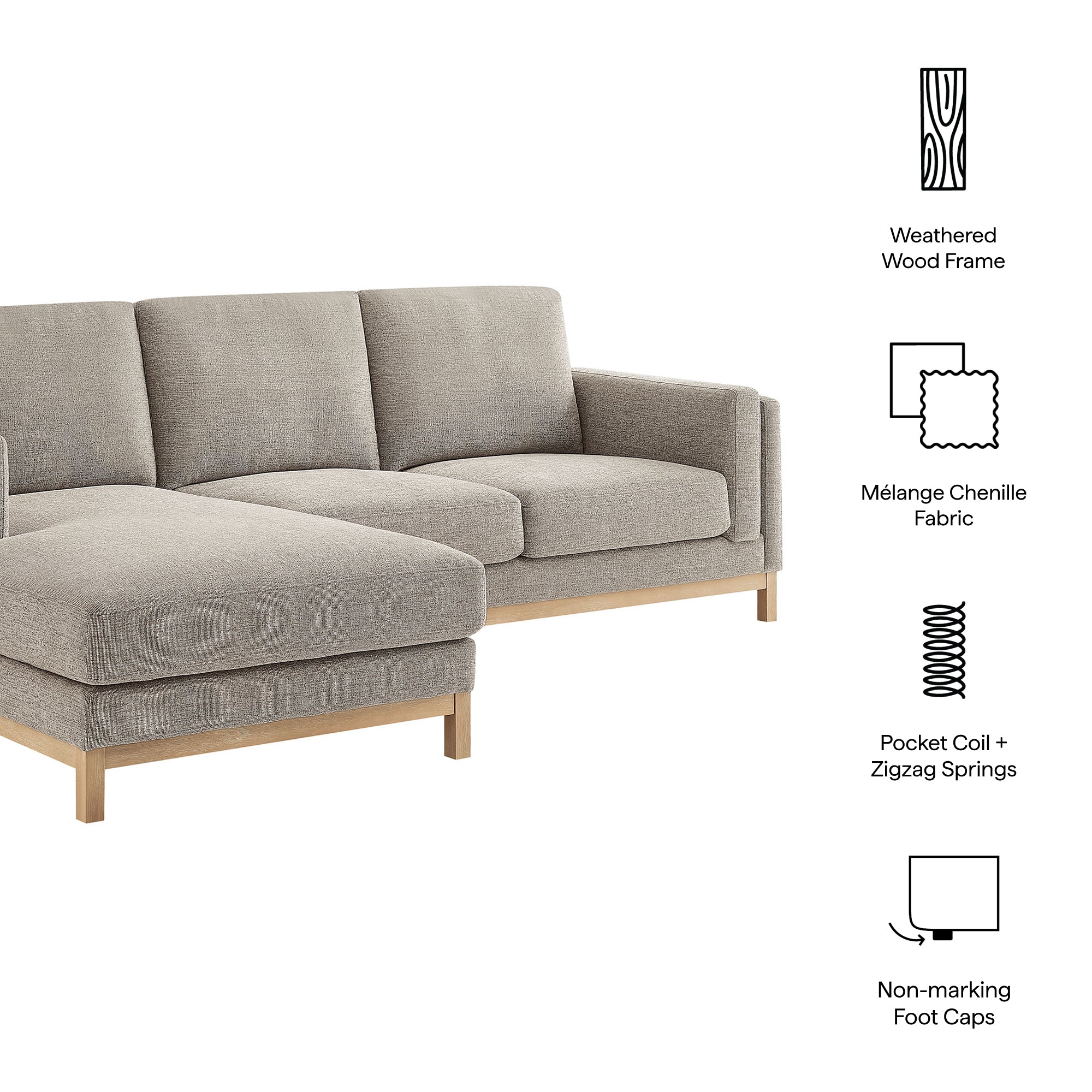 Roscoe Left-Facing Upholstered Sectional Sofa with Chaise