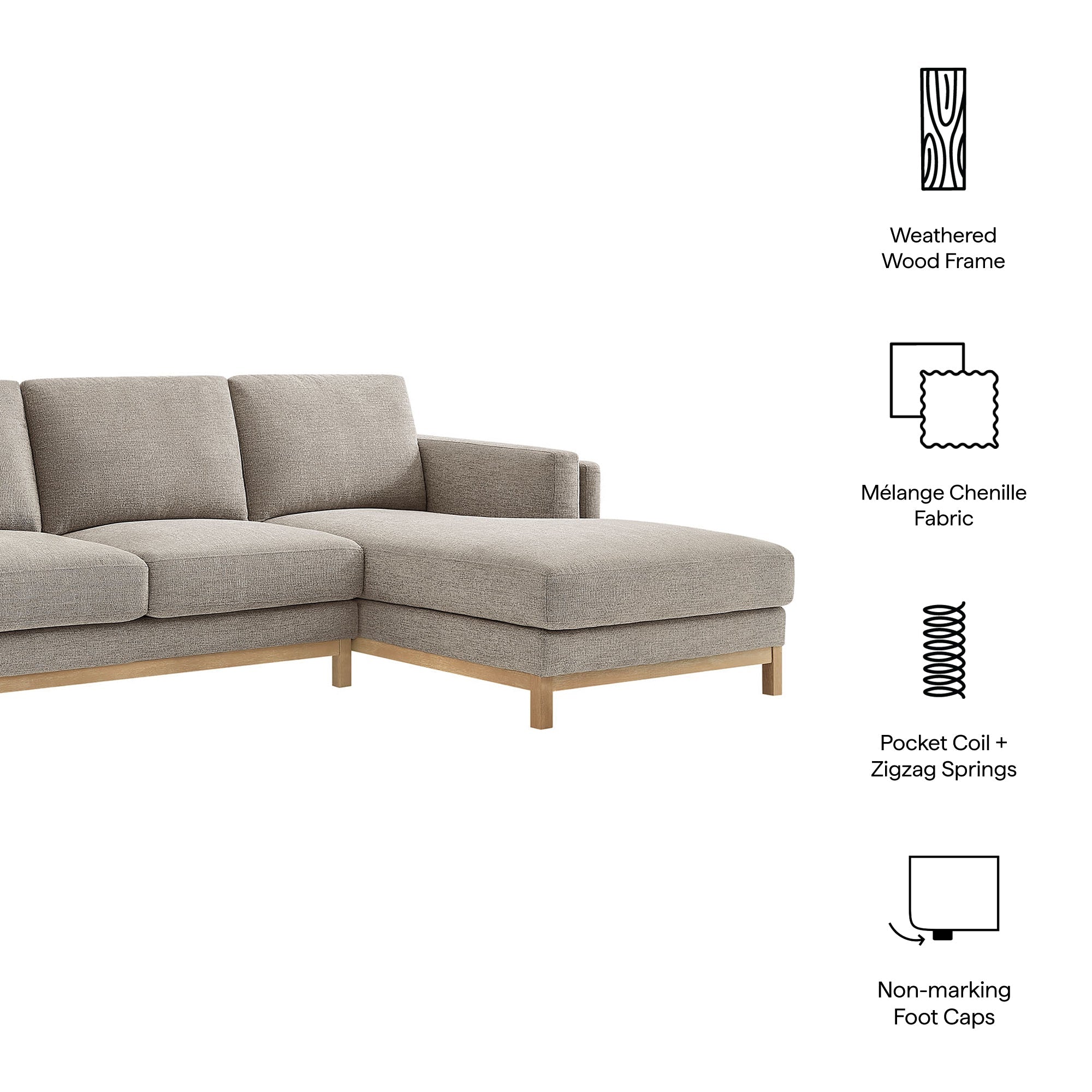 Roscoe Right-Facing Upholstered Sectional Sofa with Chaise