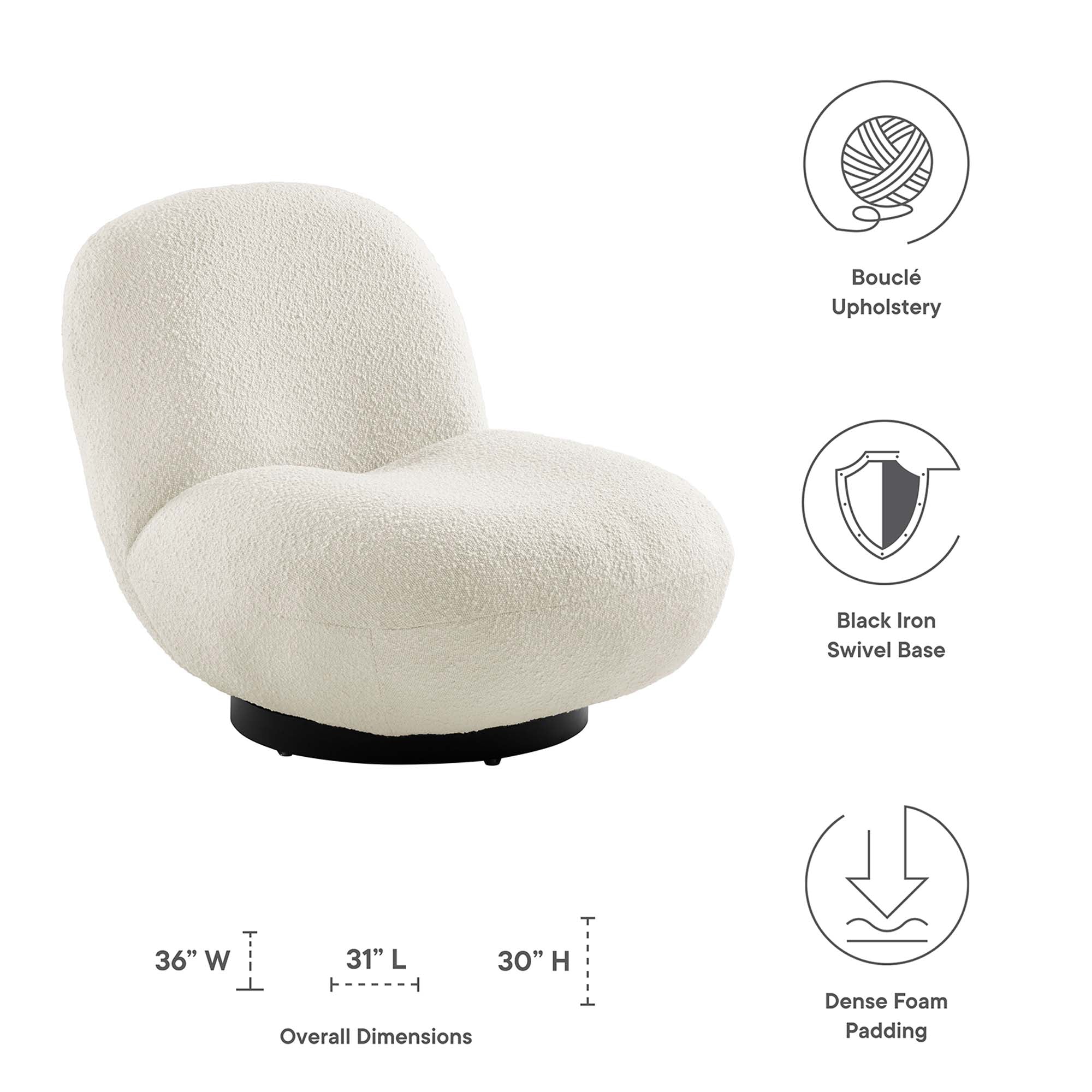Emily Boucle Swivel Chair