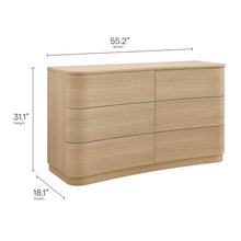 Load image into Gallery viewer, Hillard 6-Drawer Curved Dresser Natural