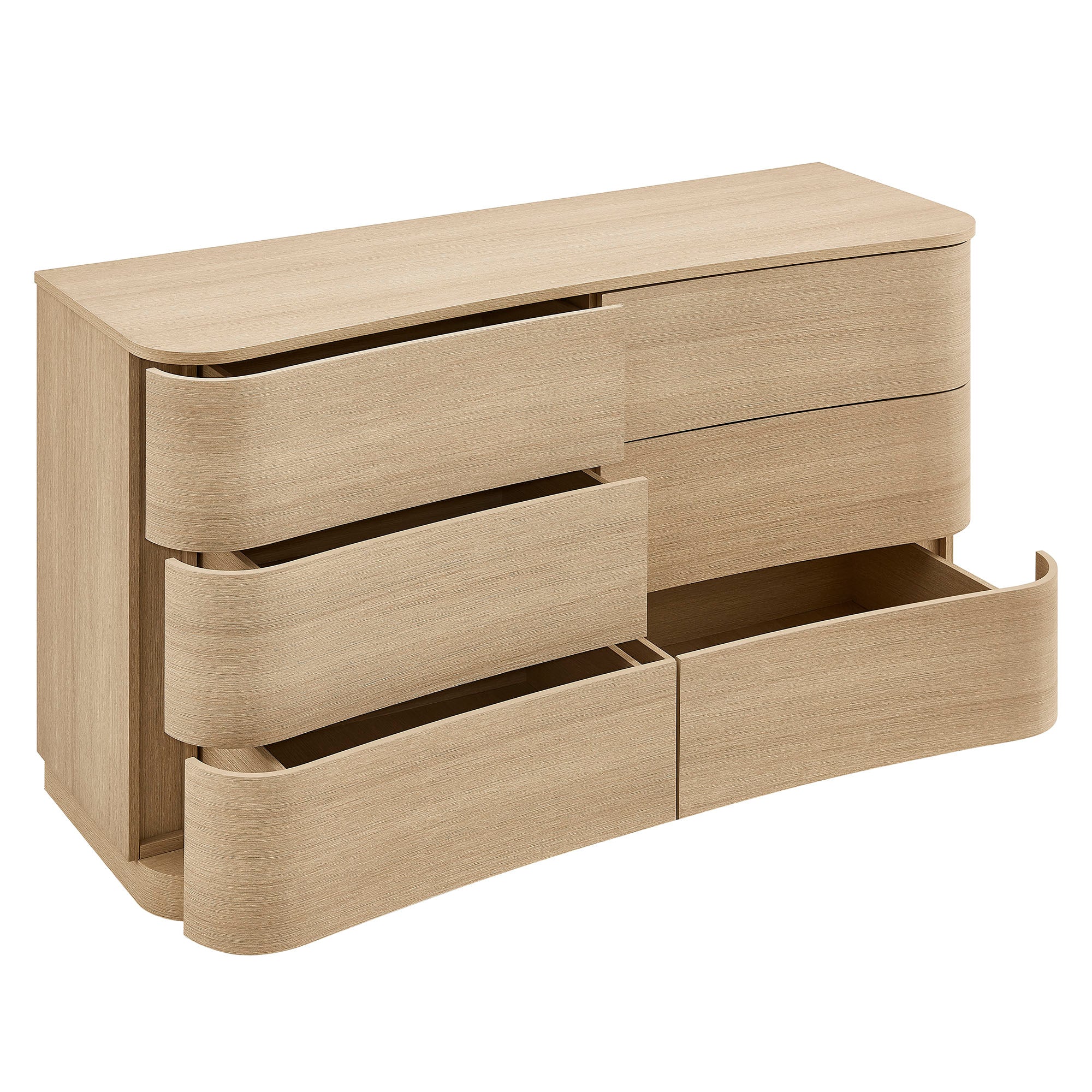Hillard 6-Drawer Curved Dresser Natural