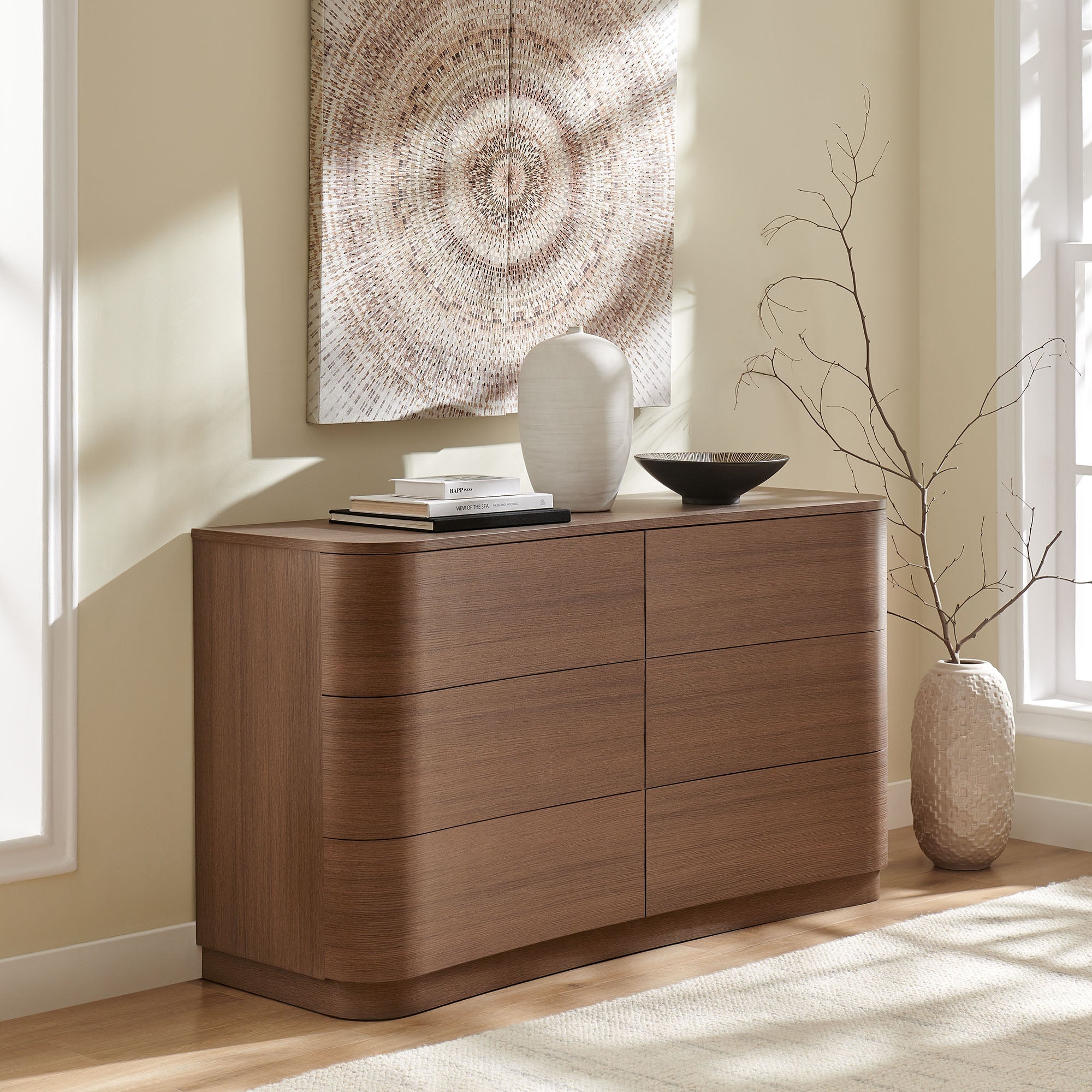 Hillard 6-Drawer Curved Dresser