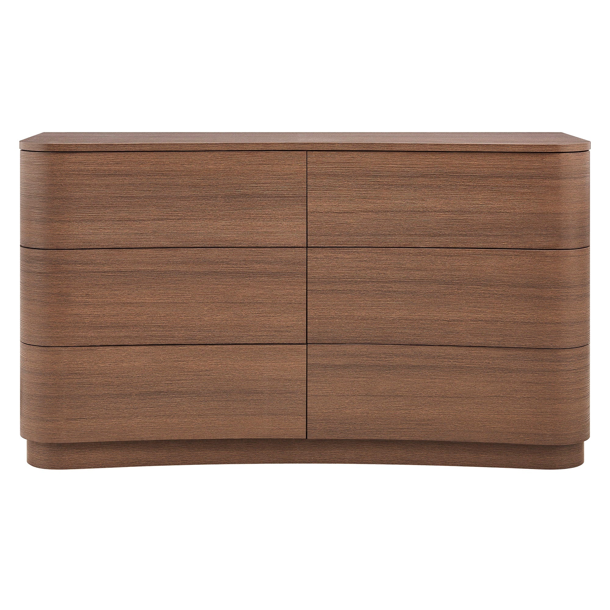 Hillard 6-Drawer Curved Dresser in walnut