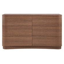 Load image into Gallery viewer, Hillard 6-Drawer Curved Dresser in walnut