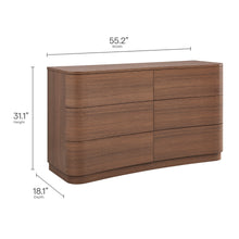Load image into Gallery viewer, Hillard 6-Drawer Curved Dresser