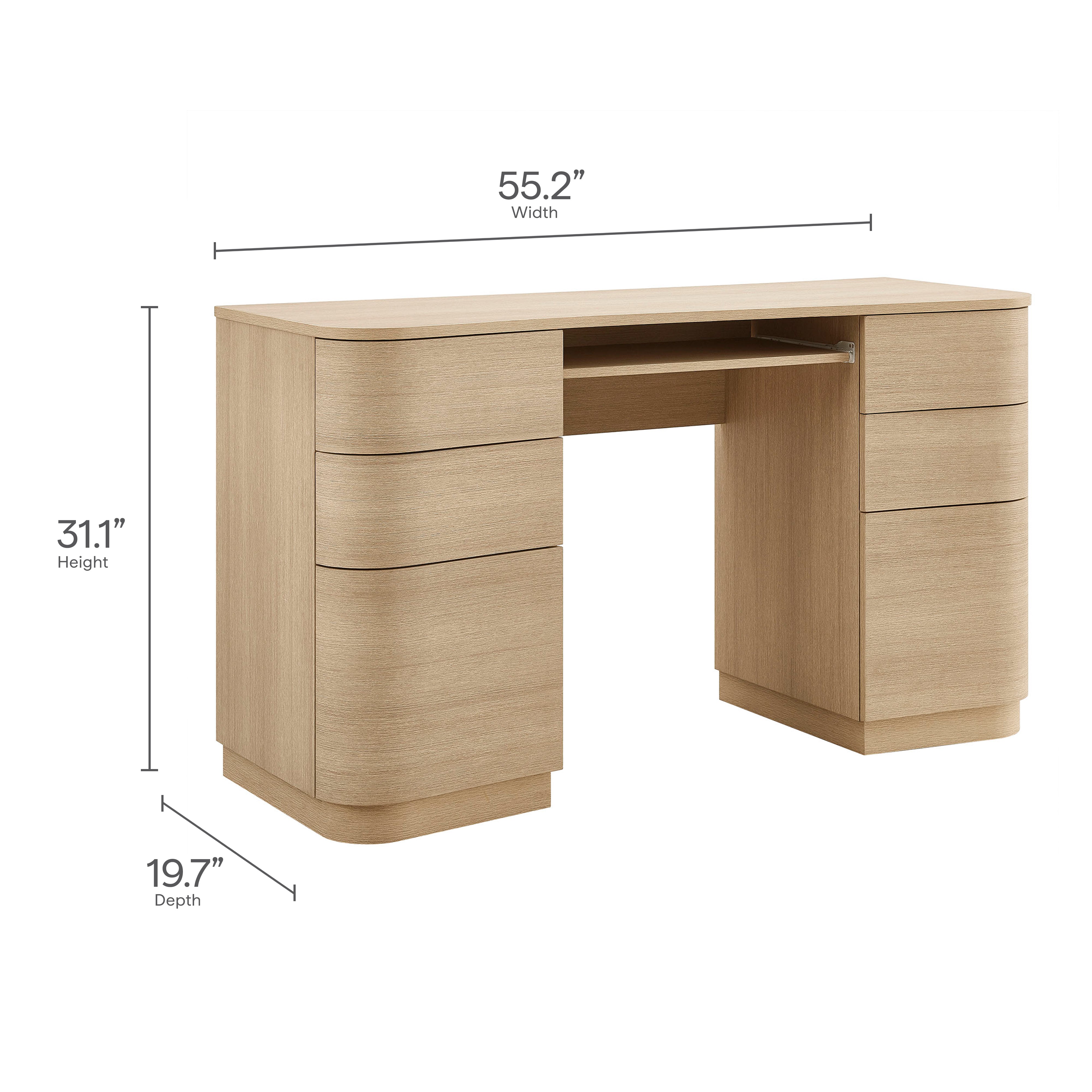 Hillard 6-Drawer Curved Office Desk