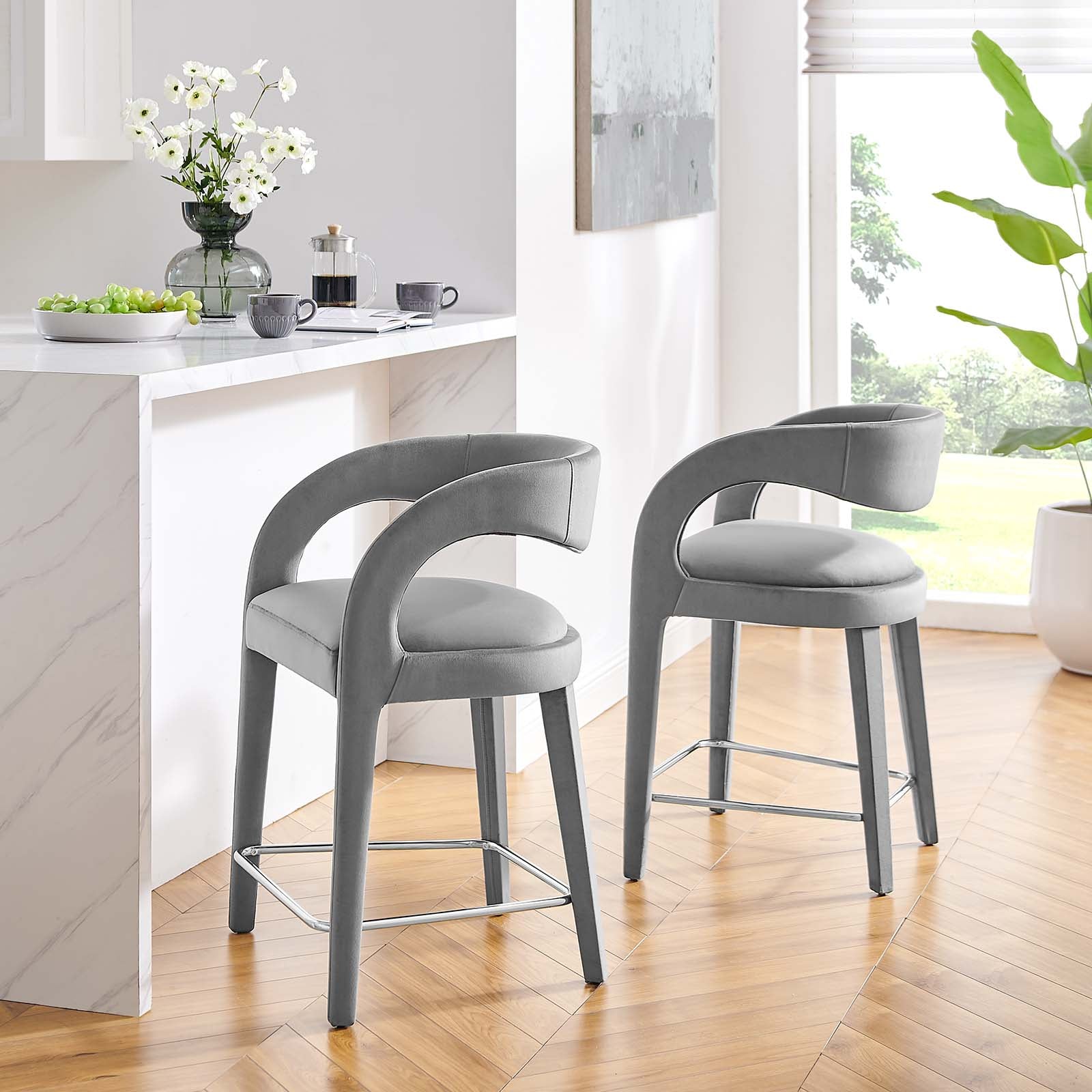 Kin Counter Stool Howkin Counter Stool Performance Velvet (Set of 2) – Luv Modern