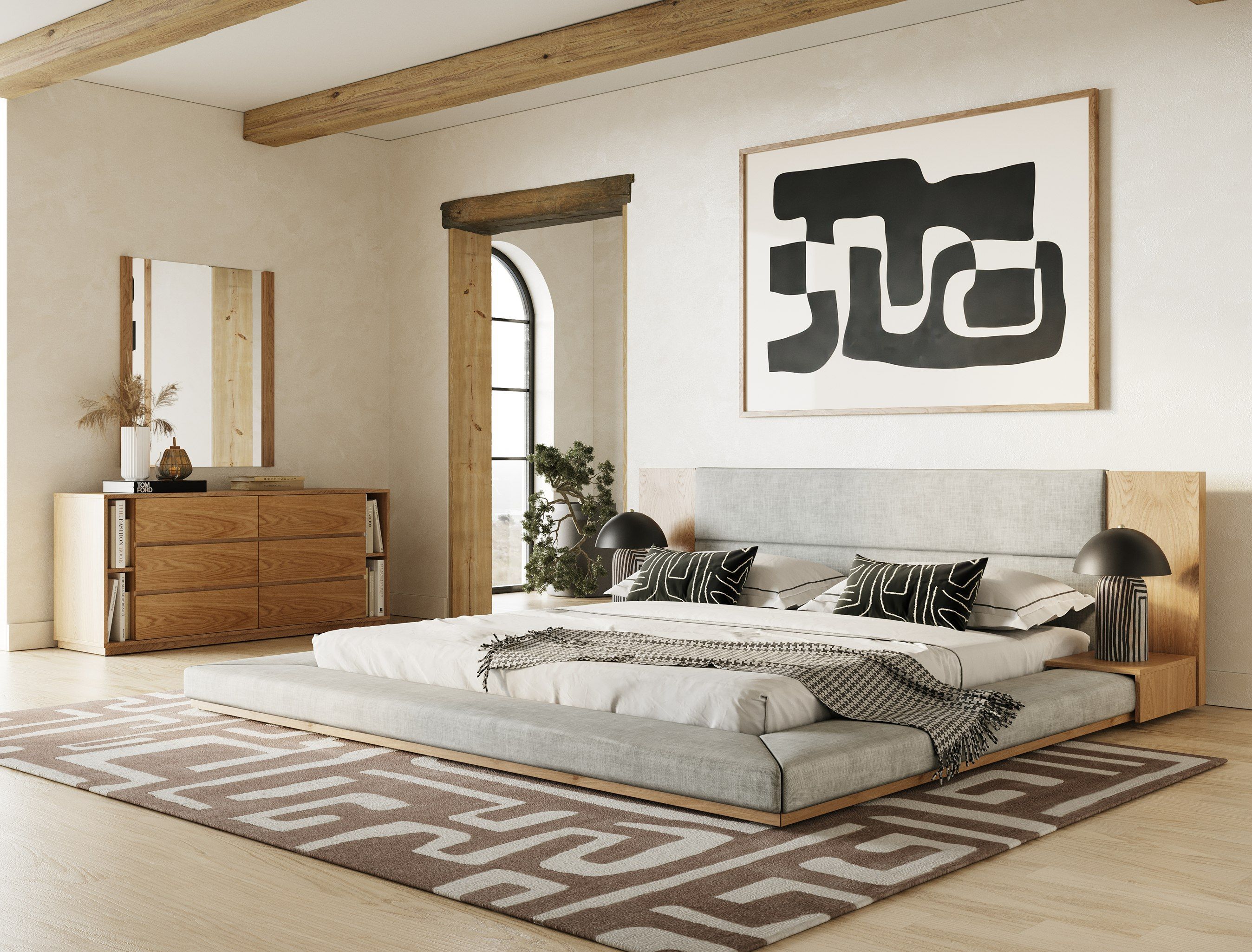 Japanese Style Upholstered Platform King Size