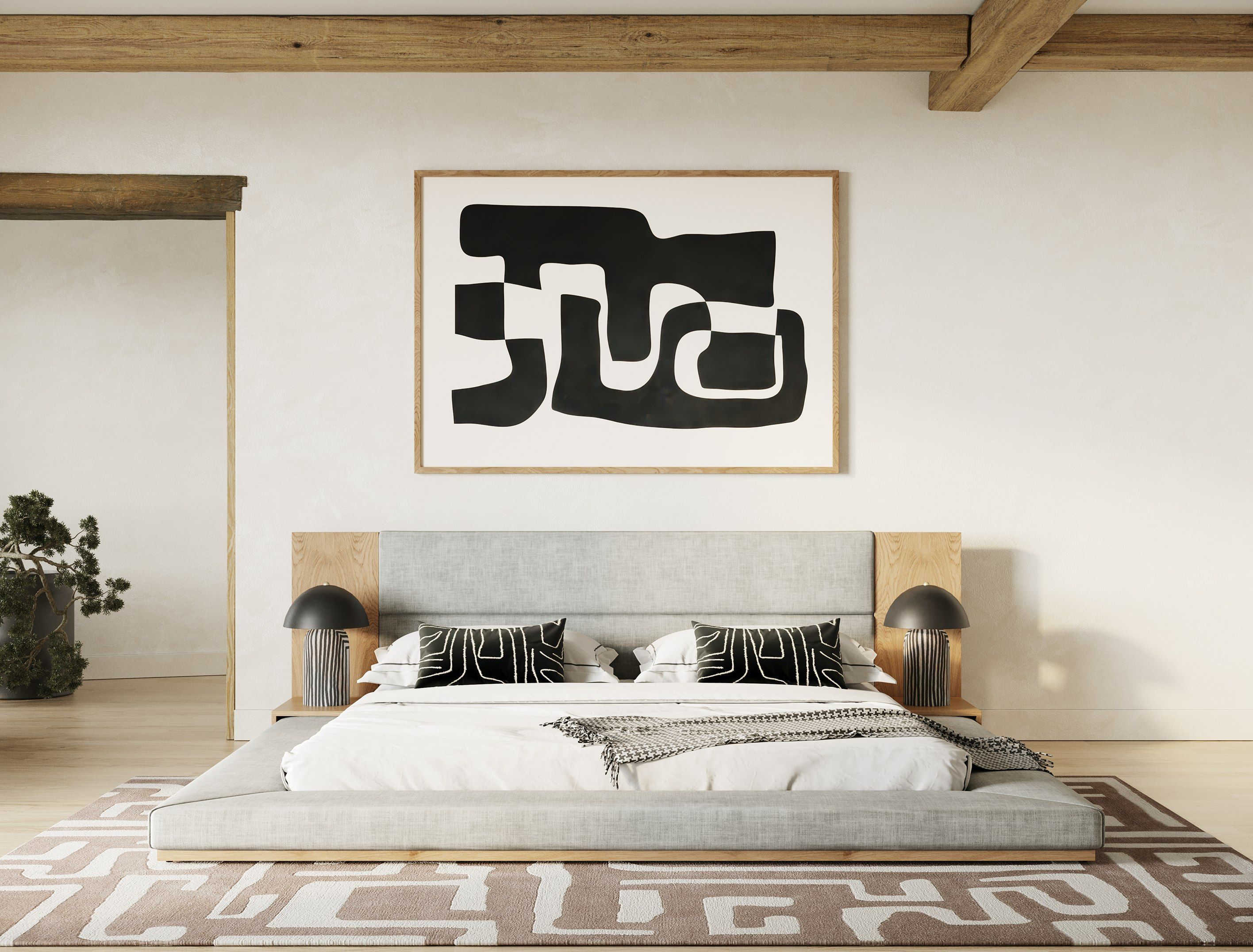 Japanese Style Upholstered Platform King Size