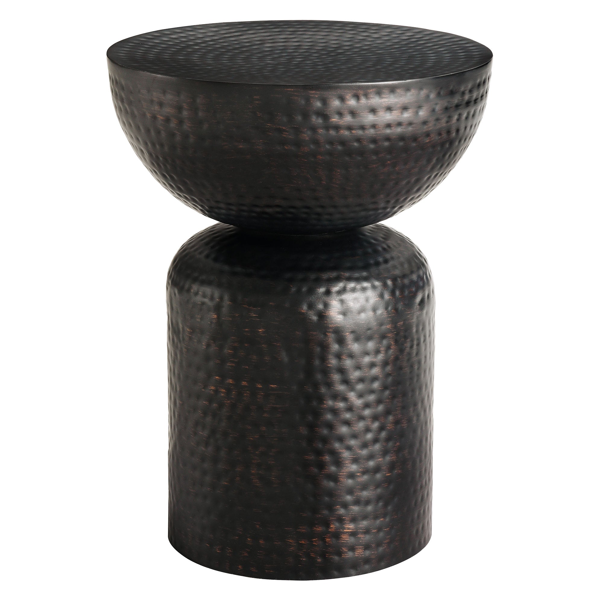 Metal Hammered Side Table in Black