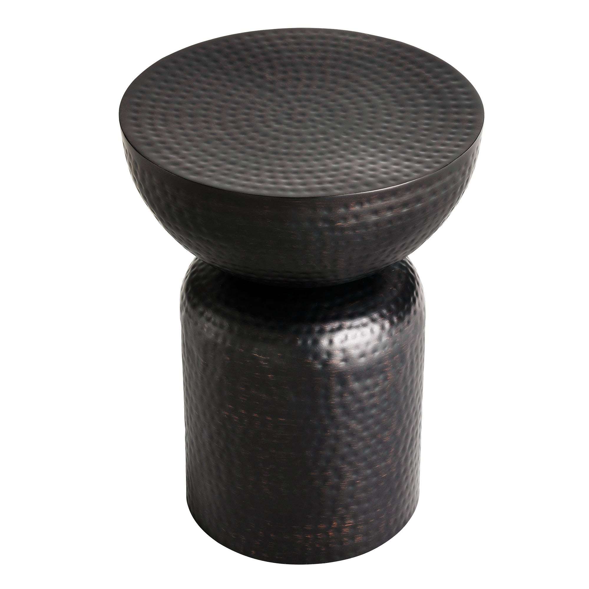 Metal Hammered Side Table in Black