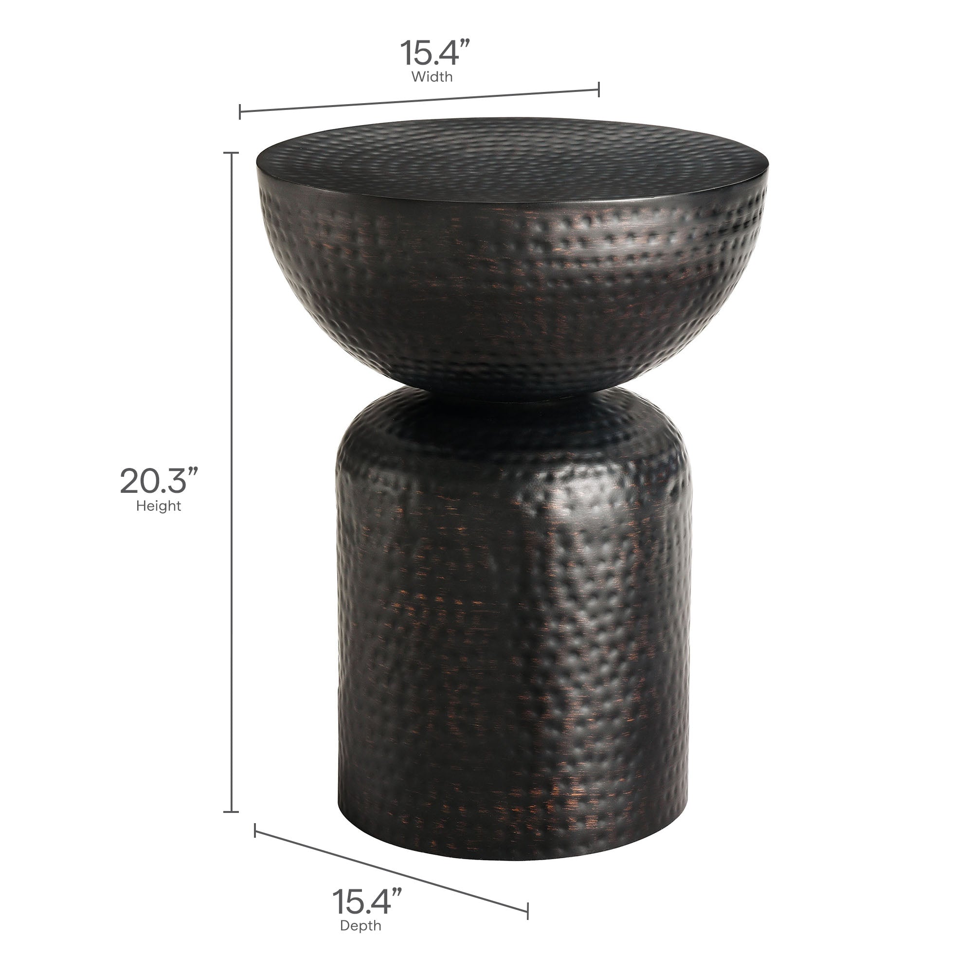 Metal Hammered Side Table in Black