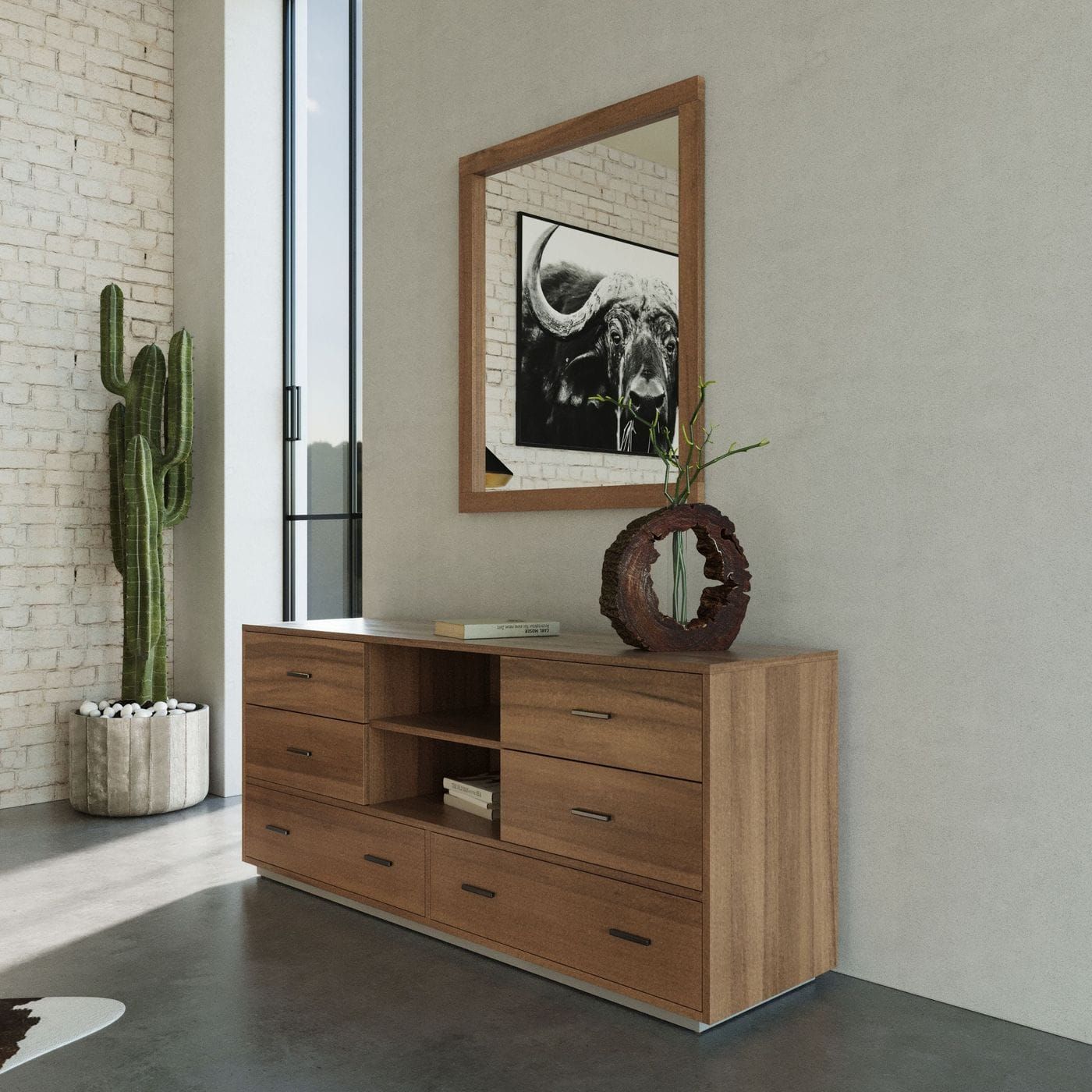 Mikkel Walnut and Grey Bedroom Set in King