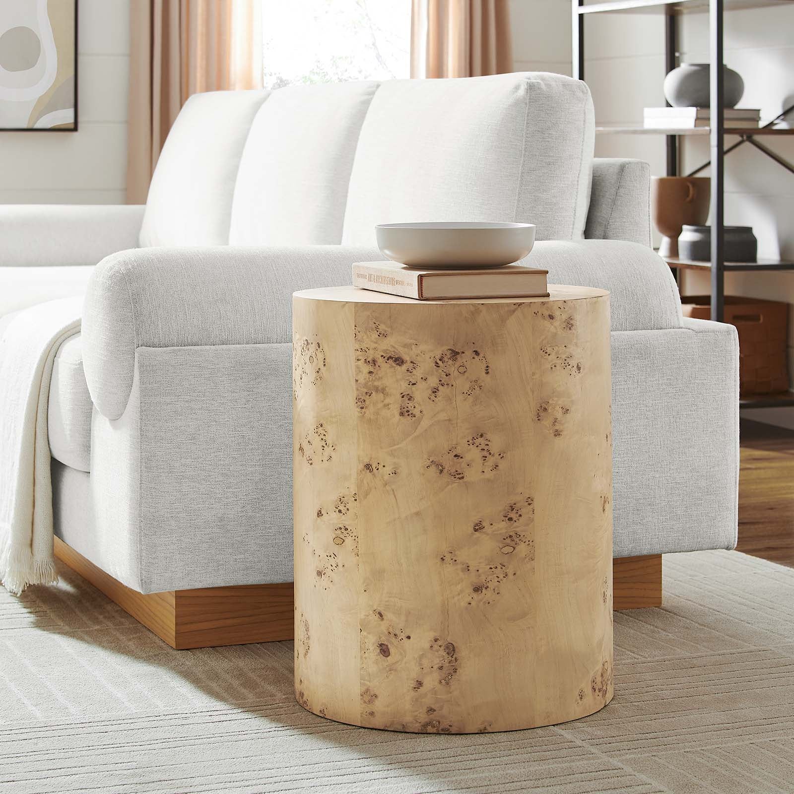 Powell 16" Round Burl Wood Side Table