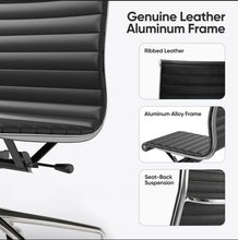 Load image into Gallery viewer, Ribbed Back Office Chair Leather Armless