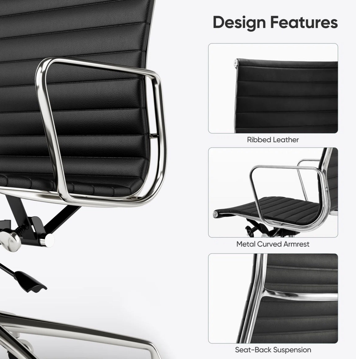 Ribbed Back Office Chair Leather