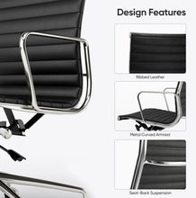 Load image into Gallery viewer, Ribbed Back Office Chair Leather