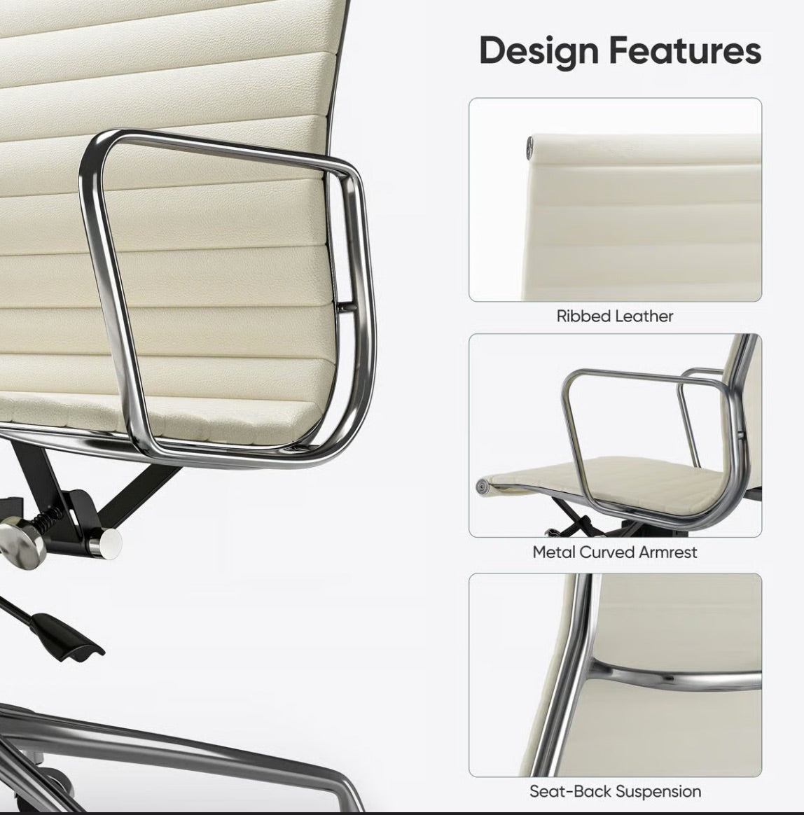 Ribbed Back Office Chair Leather