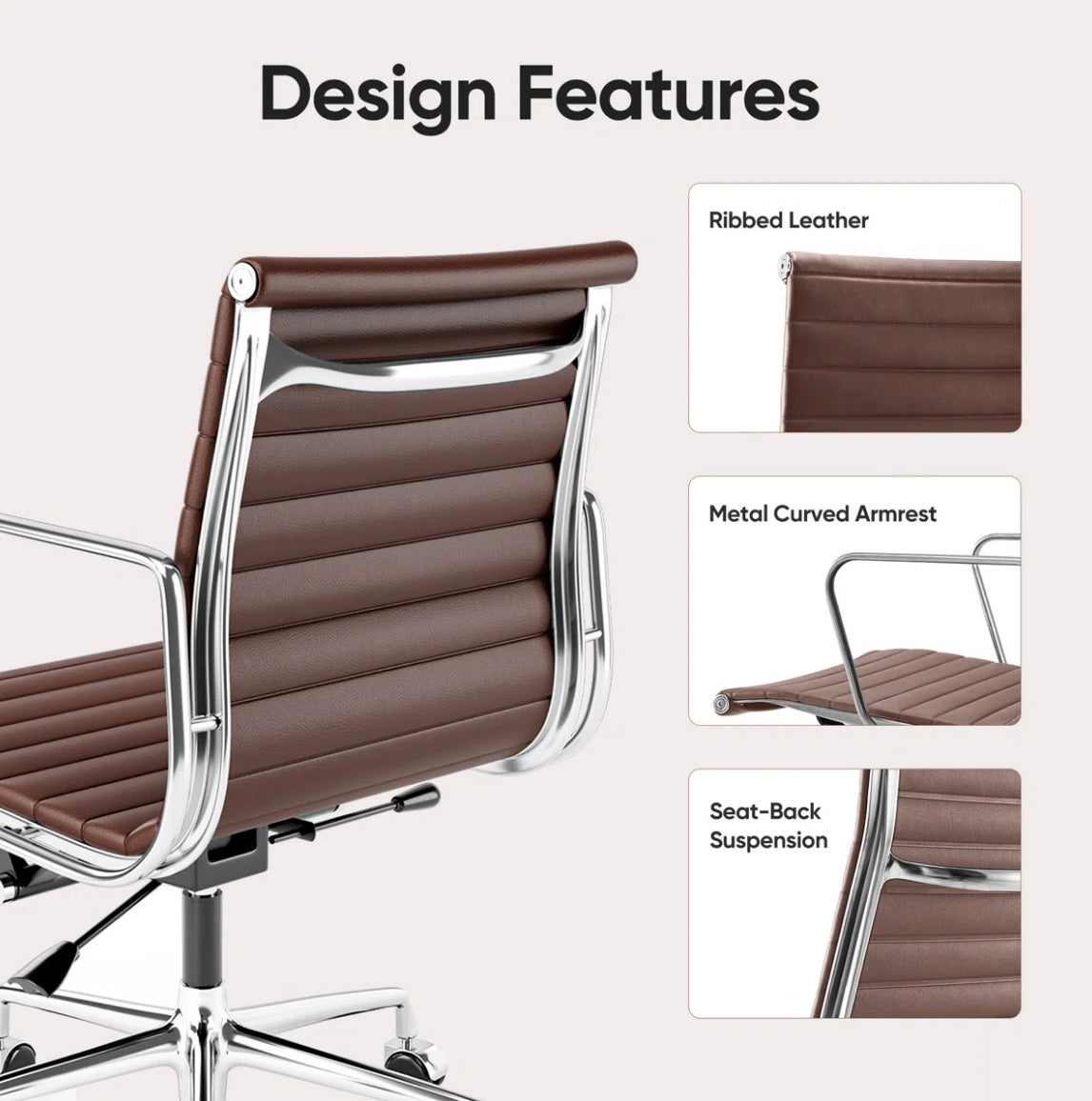 Ribbed Back Office Chair Leather