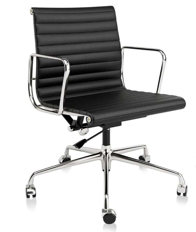 Ribbed Back Office Chair Leather