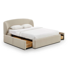 Load image into Gallery viewer, Corey Taupe Upcycled Linen Storage Bed