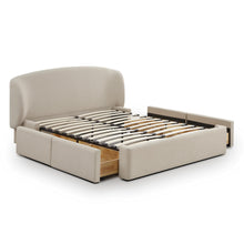 Load image into Gallery viewer, Corey Taupe Upcycled Linen Storage Bed