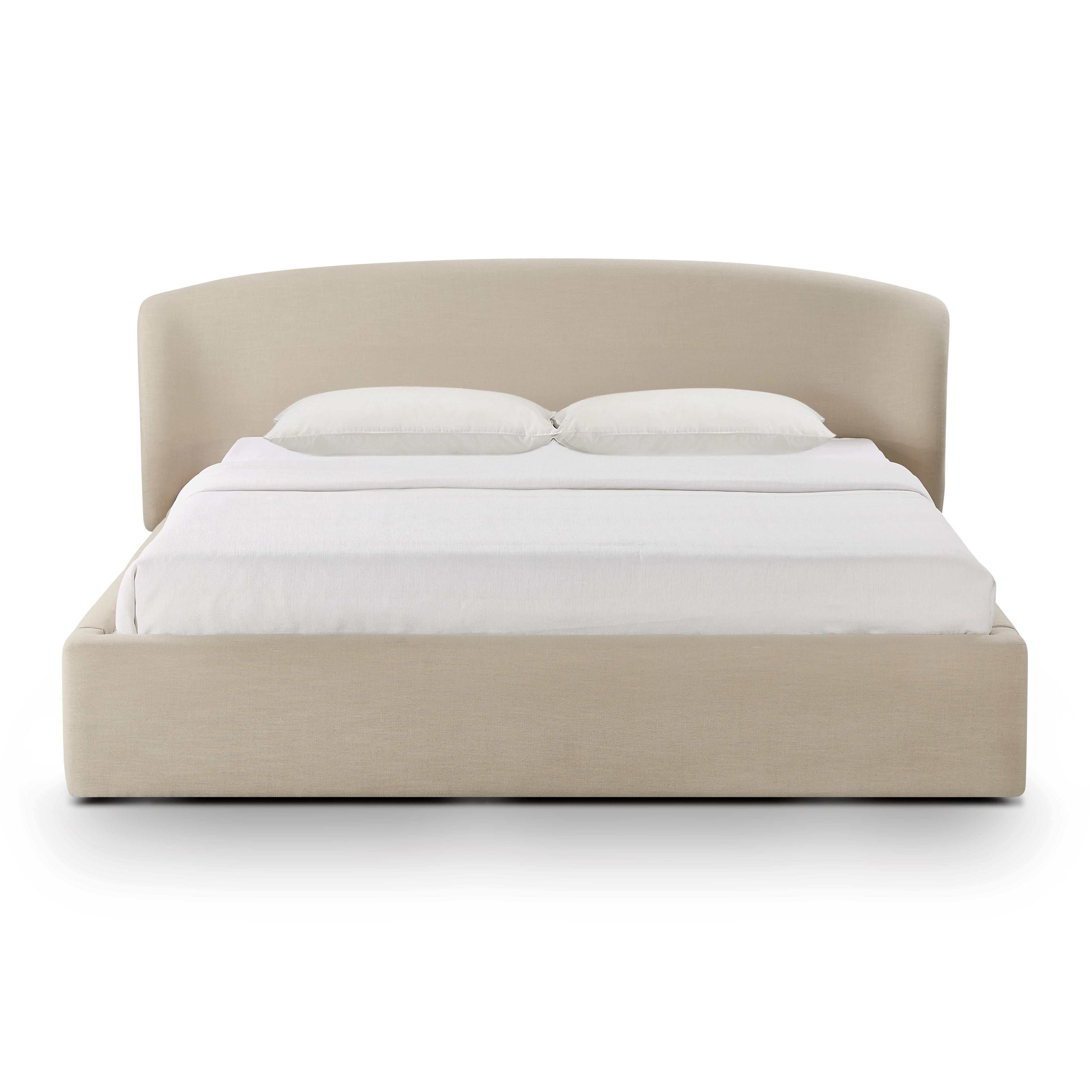 Corey Taupe Upcycled Linen Storage Bed