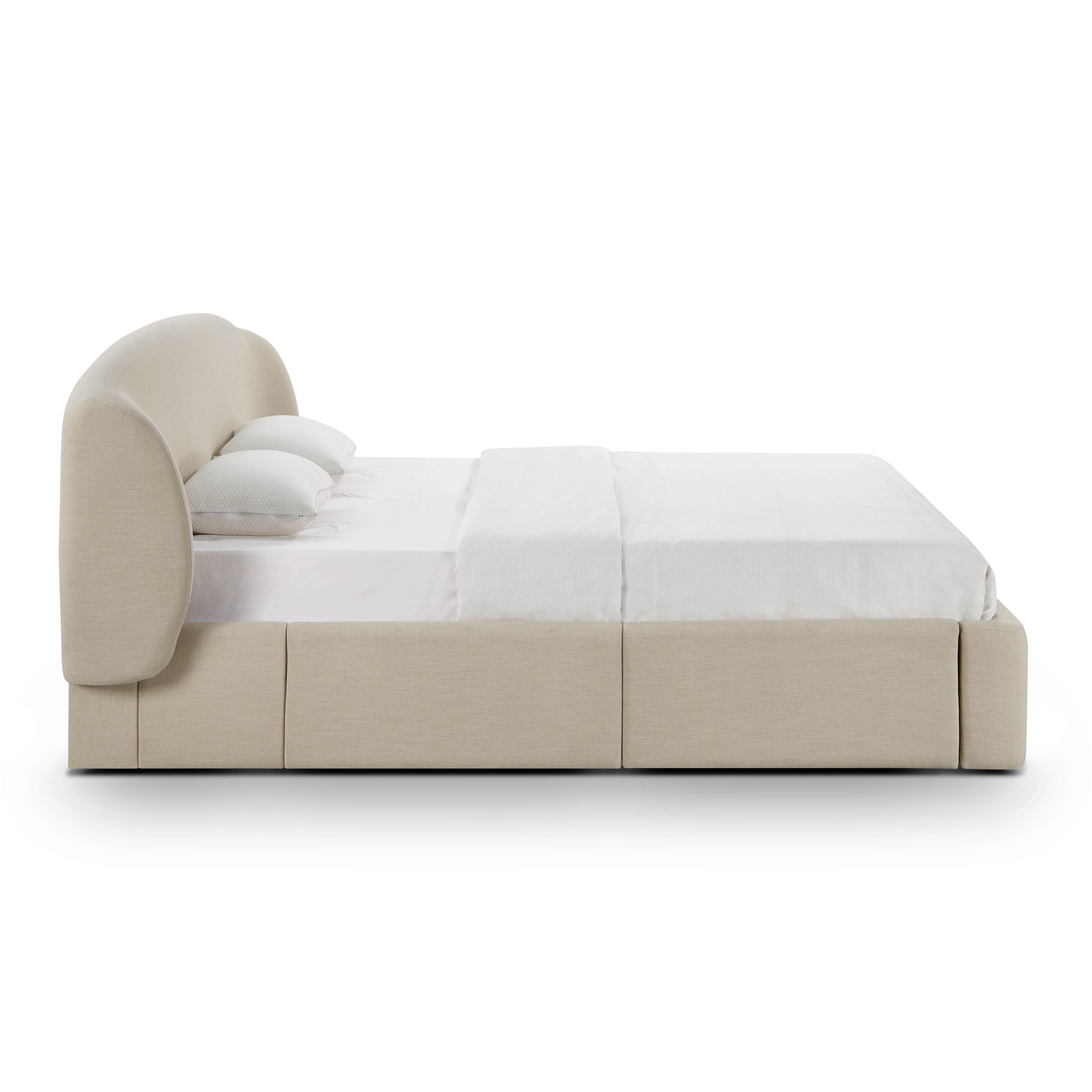 Corey Taupe Upcycled Linen Storage Bed