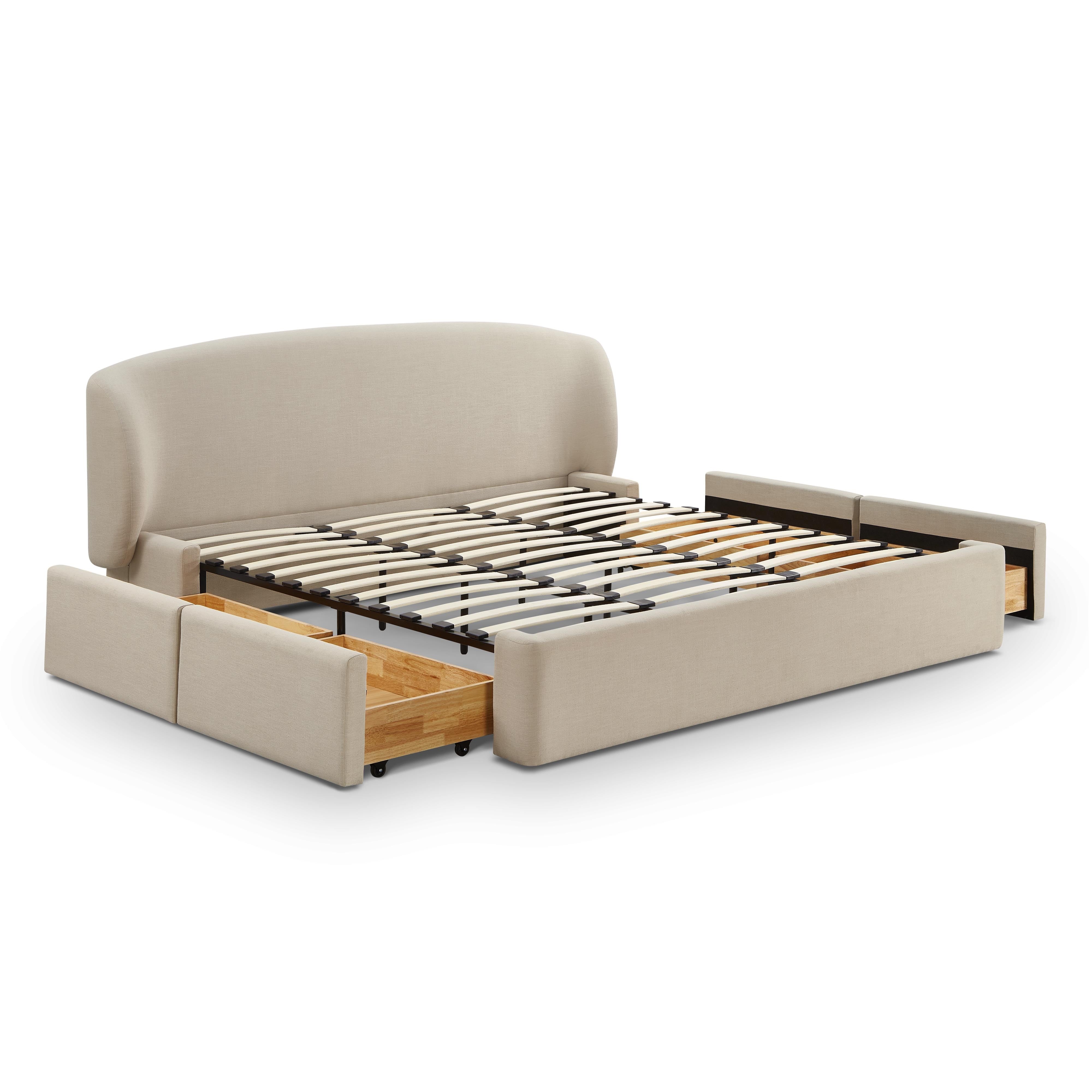 Corey Taupe Upcycled Linen Storage Bed