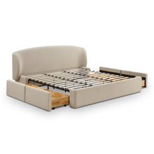 Load image into Gallery viewer, Corey Taupe Upcycled Linen Storage Bed